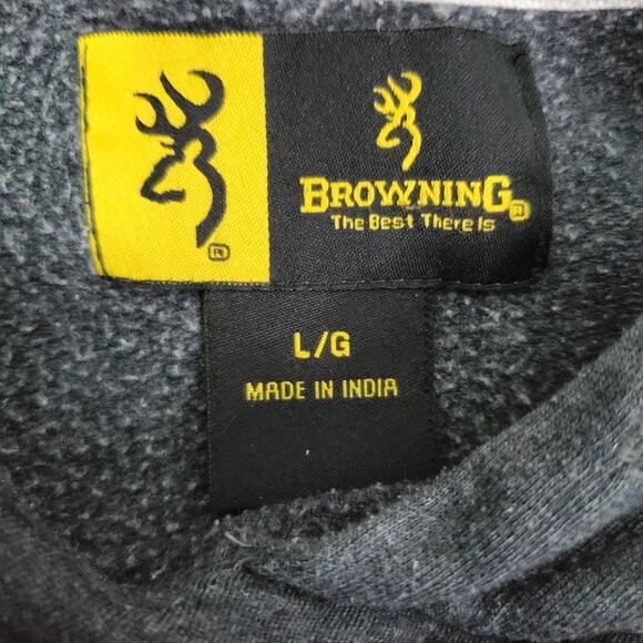 Browning Sportswear Men's Size L Hoodie Pullover Sweatshirt Logo Front Blue - Picture 6 of 9